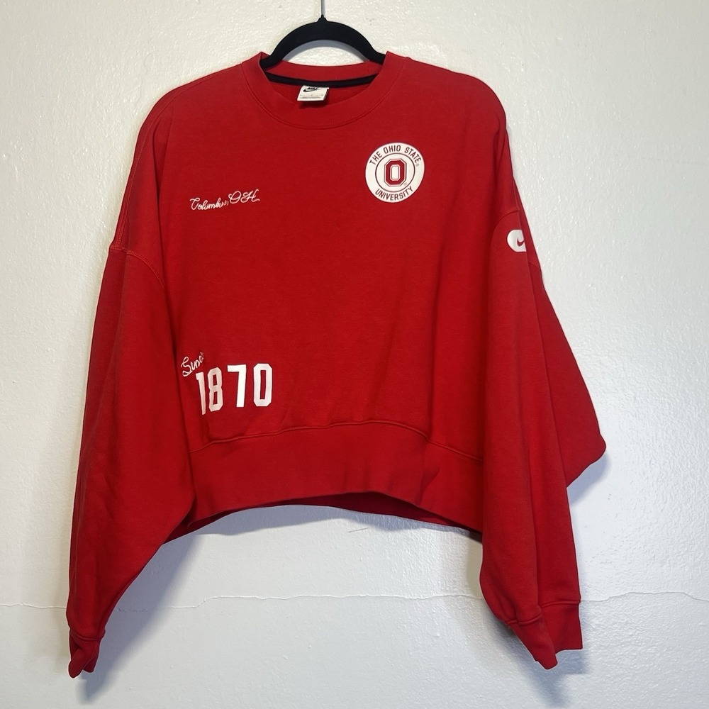 Nike Ohio State Buckeyes Crew Sweatshirt Red Dropped Shoulders Loose Cropped L